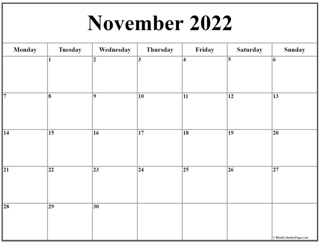 november 2022 kalendár